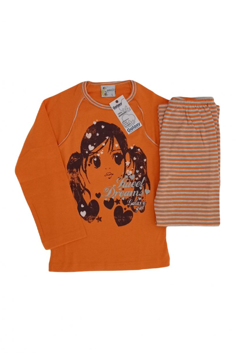 Βαμβακερές Πυτζάμες Για Κορίτσια Galaxy Πορτοκαλί 119-G