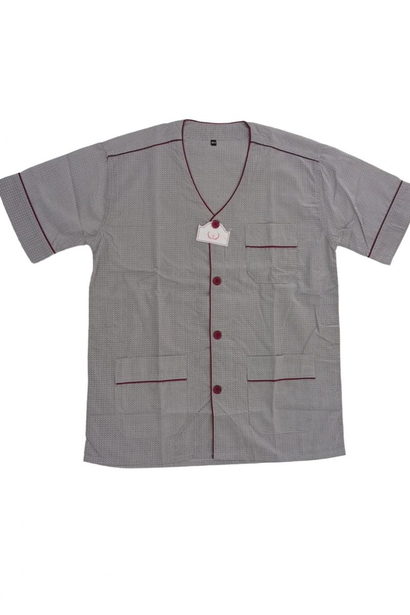 Κλασική Πυτζάμα  Με Κουμπιά Γκρι PL-3326