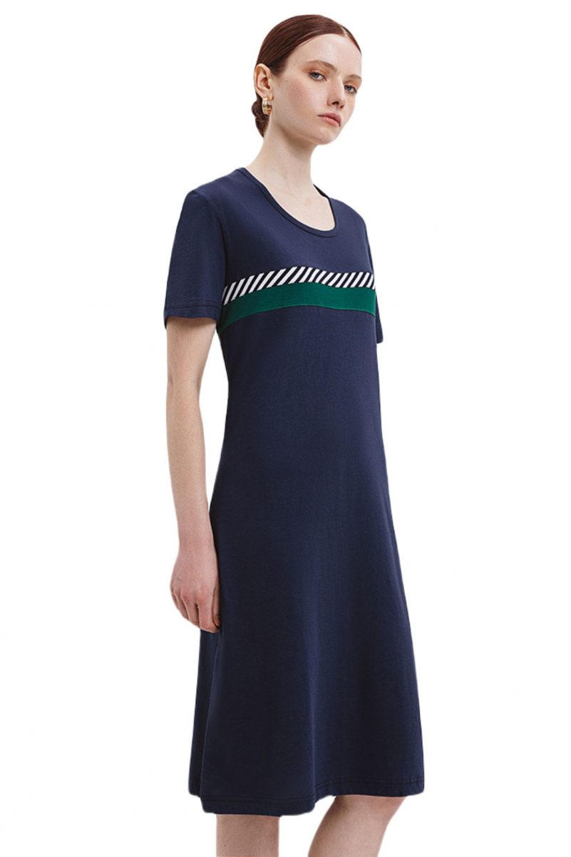 Βαμβακερό Φόρεμα Γιώτα Με Κοντό Μανίκι Μπλε 4059