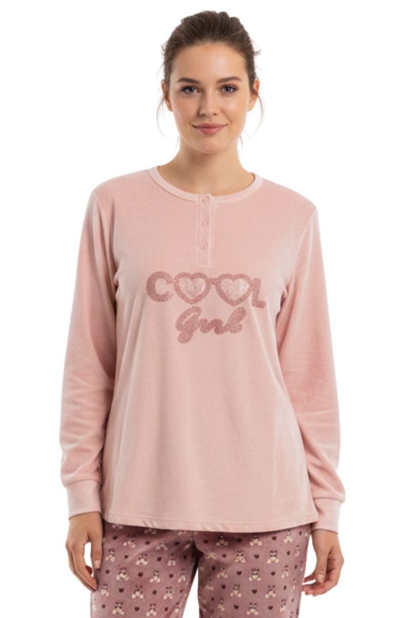 Γυναικείες Βελουτέ Πυτζάμες Lovelx Σομόν “Cool Girl” 5174