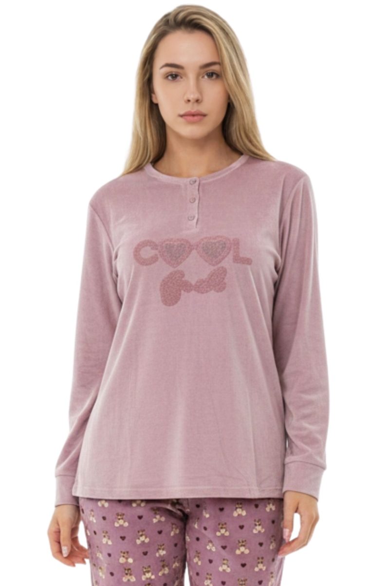 Γυναικείες Βελουτέ Πυτζάμες Lovelx Σάπιο Μήλο | Σετ “Cool Girl” 5174