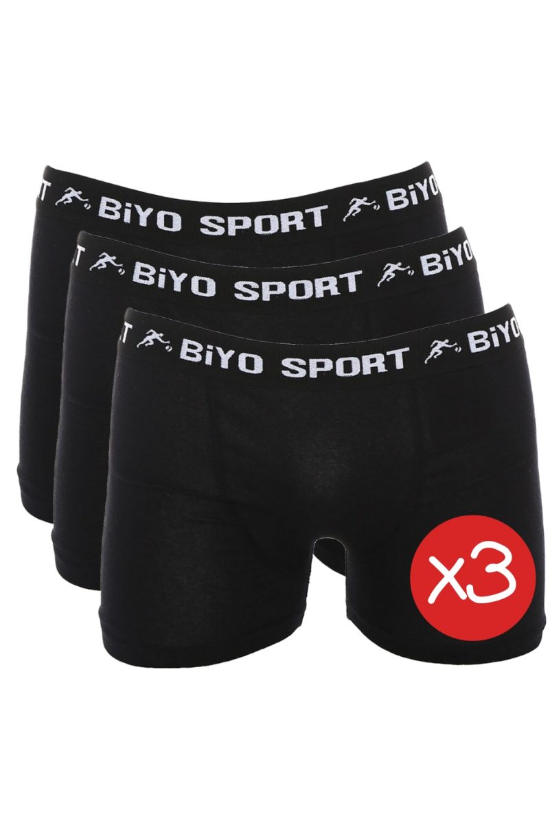 Ανδρικό Μπόξερ Biyo Sport 3 Pack Μαύρο