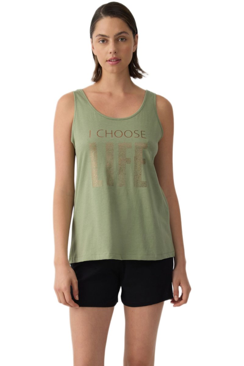 Minerva Γυναικεία Πυτζάμα Χακί 100% Βαμβάκι 53245-185