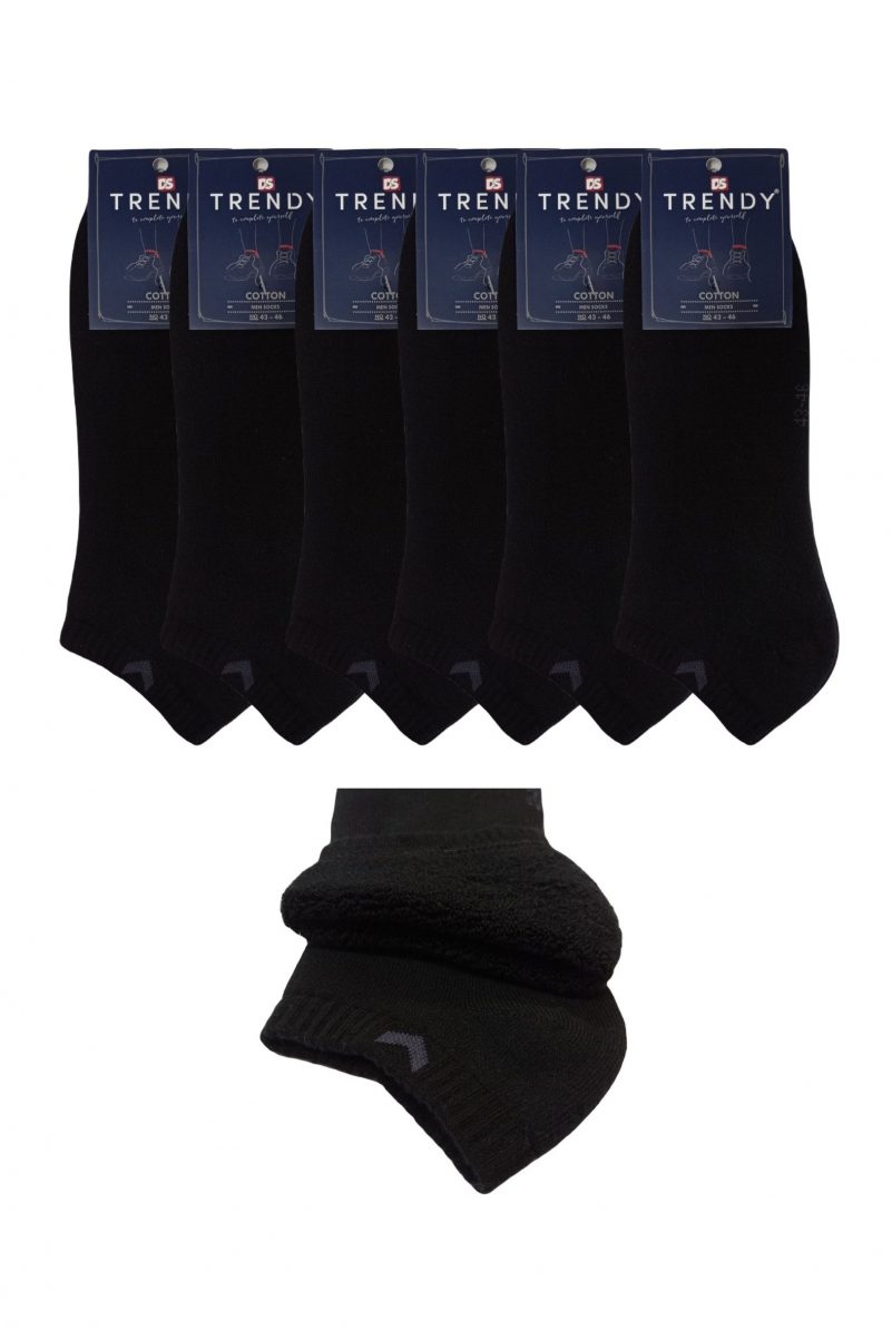 Κάλτσες Αστραγάλου Πετσετέ Σετ 6 Ζευγάρια Trendy Μαύρο