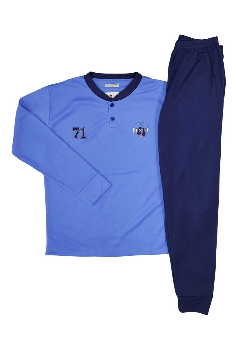 Ανδρικές Πυτζάμες Φούτερ Γαλάζιο F-78