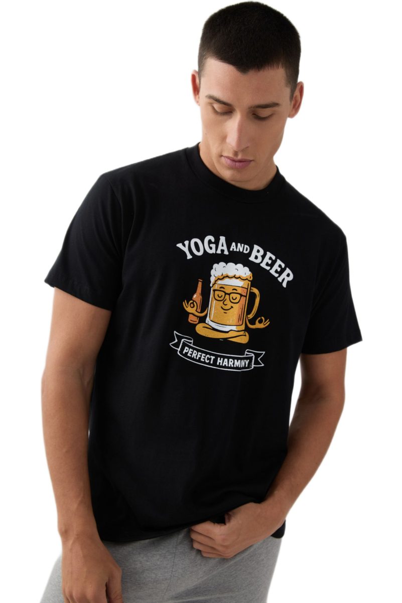 Ανδρική Πυτζάμα Minerva “Yoga & Beer” – 100% Βαμβακερό Σετ 71341-45