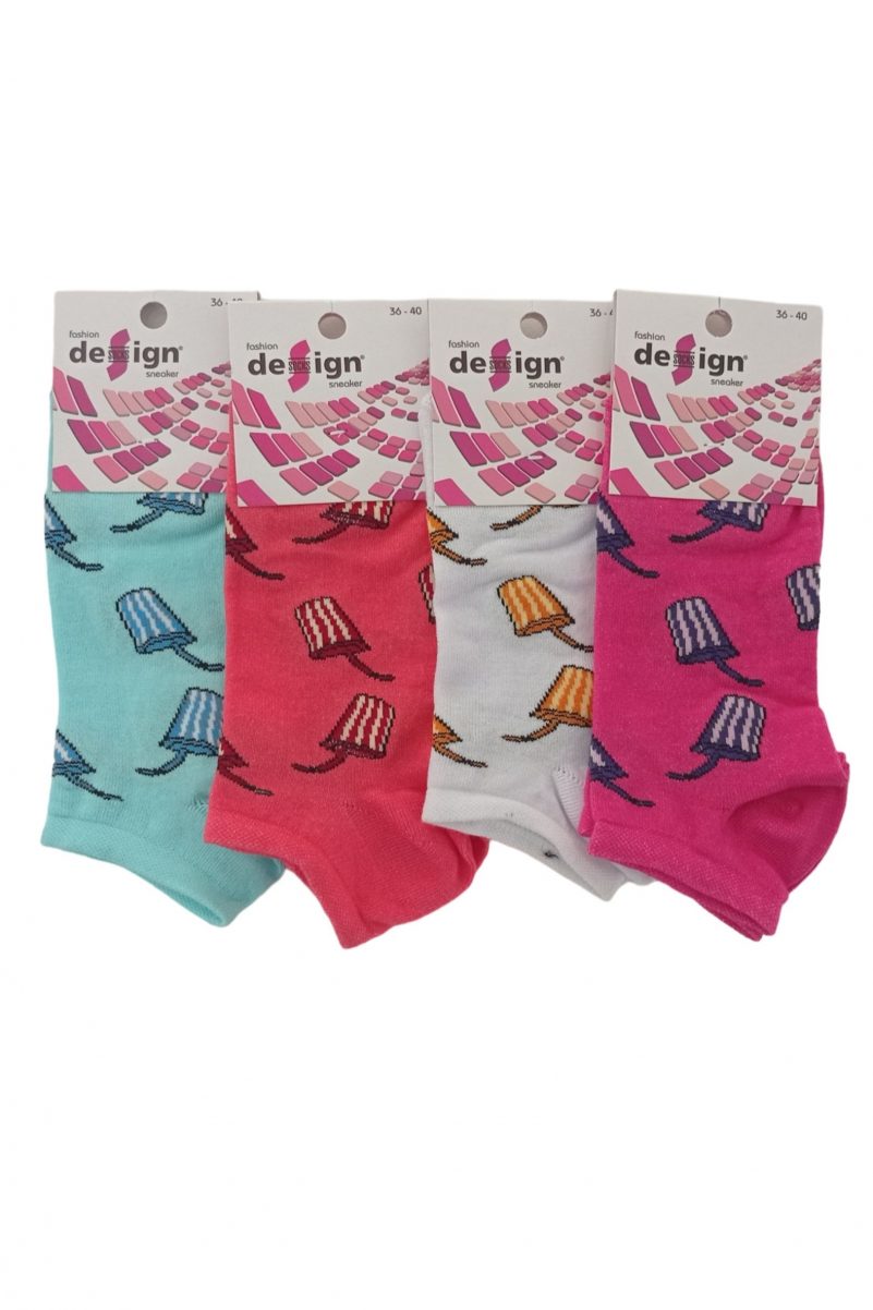 Γυναικείες Κάλτσες Design Με Σχέδια 4 Pack Multicolor D-402