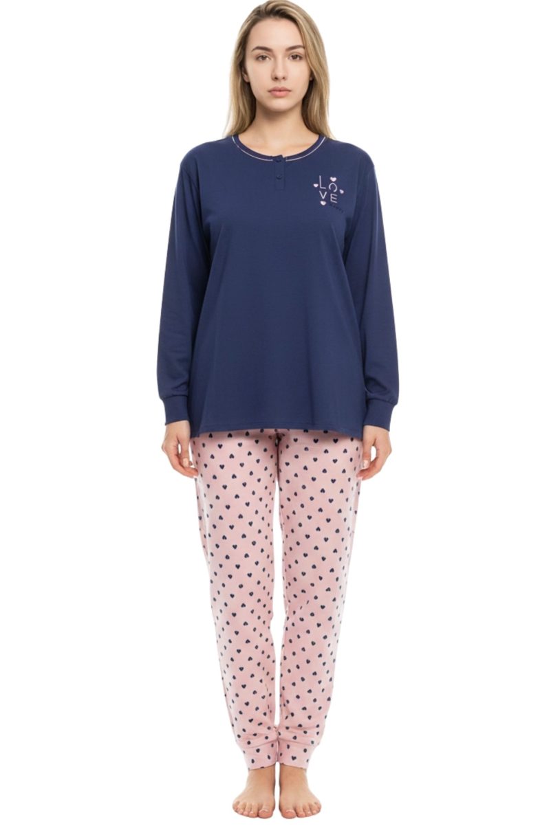 Γυναικείες Πυτζάμες Μπλε Ροζ Καρδιές 5560