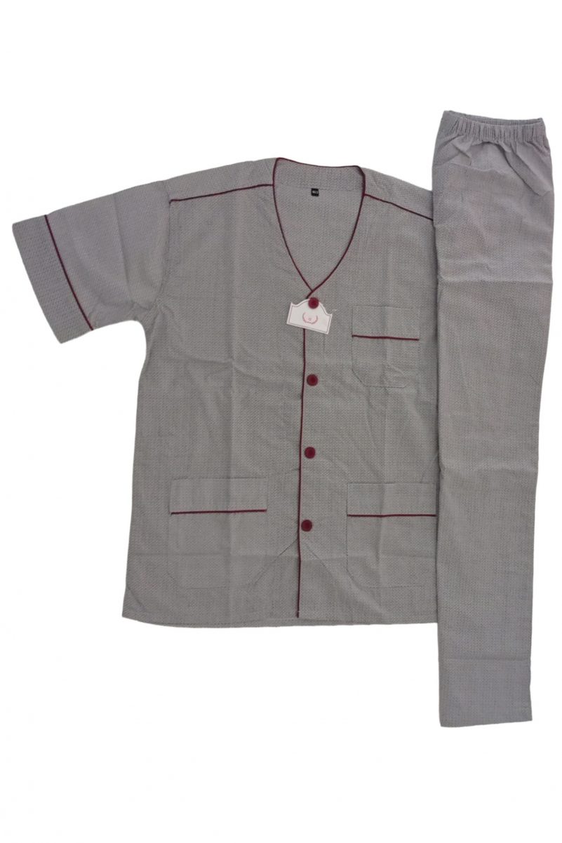 Κλασική Πυτζάμα  Με Κουμπιά Γκρι PL-3326