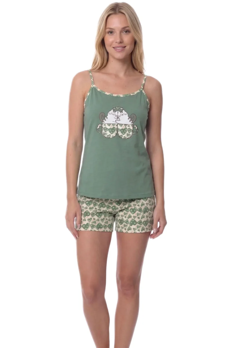 Καλοκαιρινές Πυτζάμες Με Τιράντες Lydia Creations Λαχανί 26108