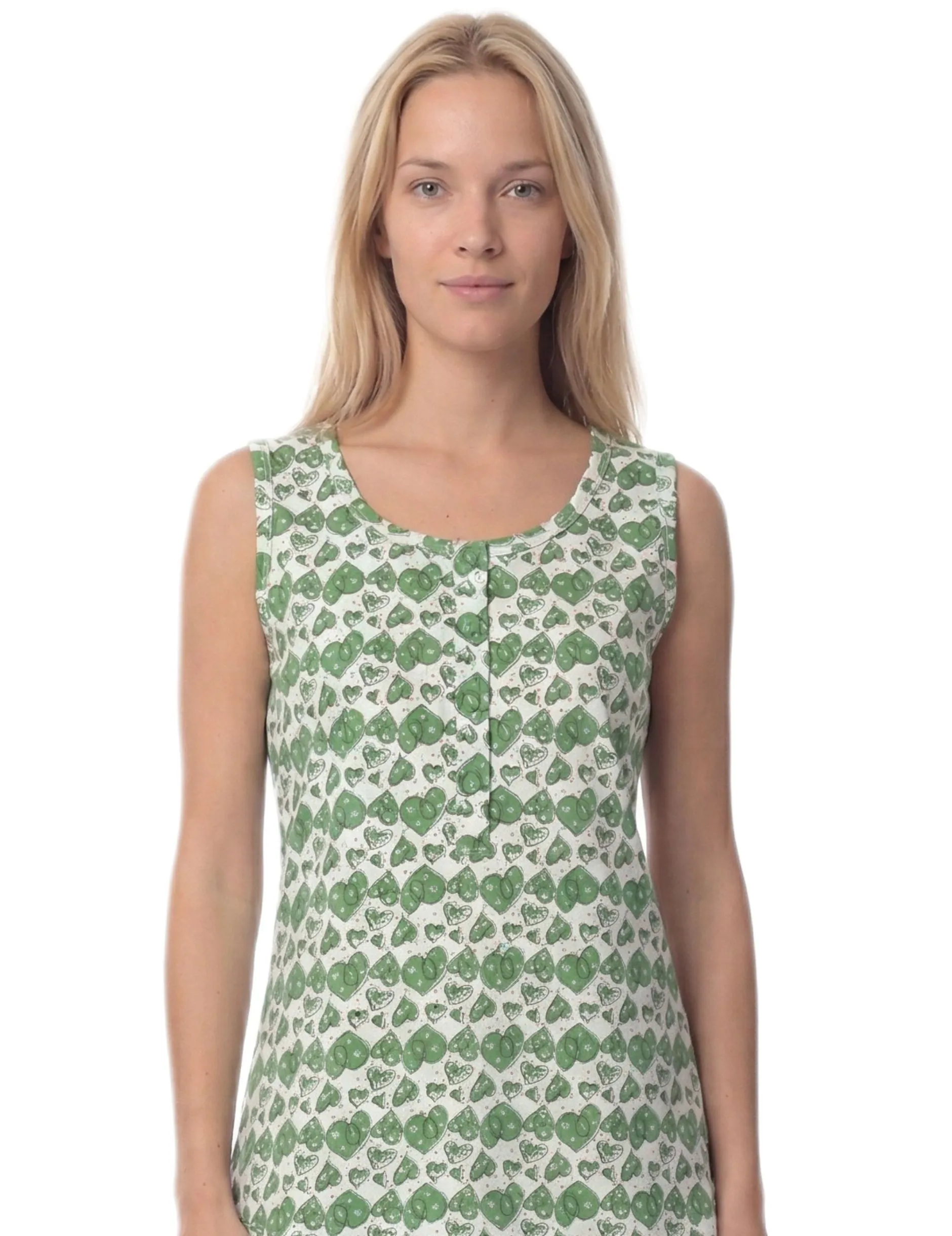 Καλοκαιρινές Αμάνικες Πυζάμες 100% Βαμβάκι Lydia Creations Λαχανί 26103 - Image 2