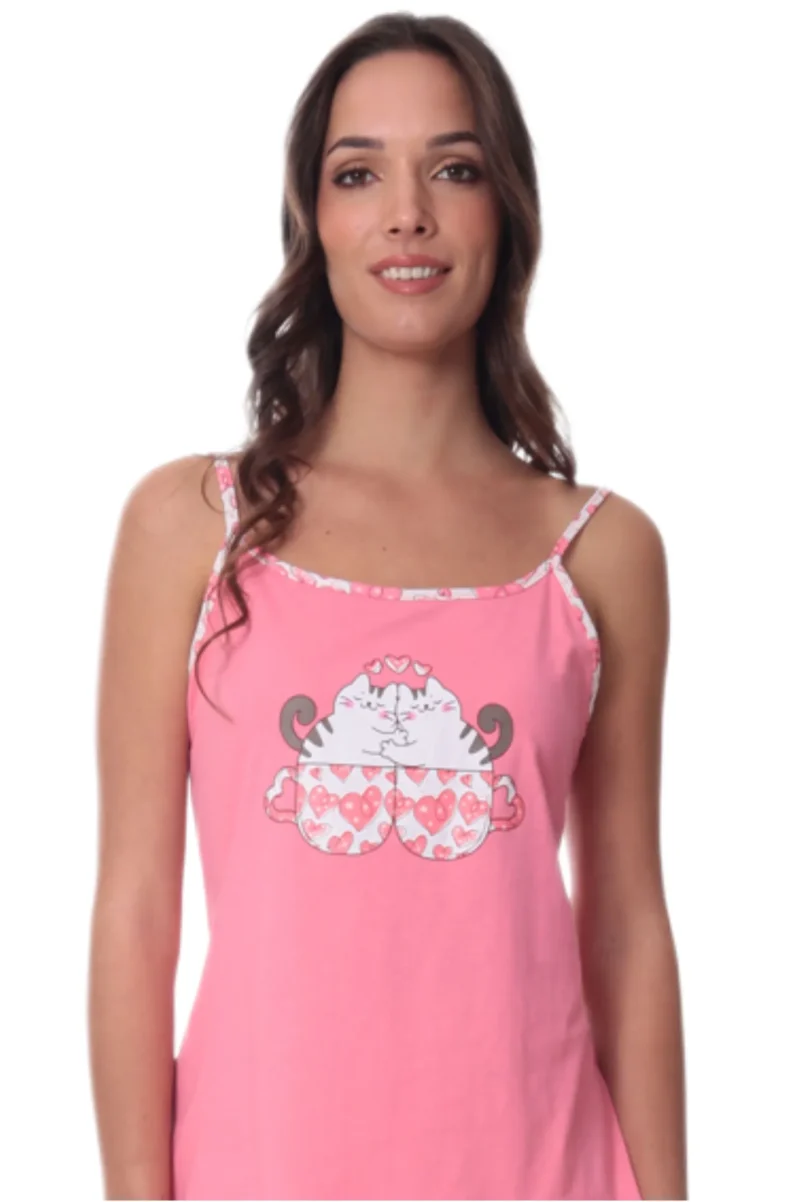 Γυναικείες Πυτζάμες Με Τιράντες Lydia Creations Κοραλλί 26108