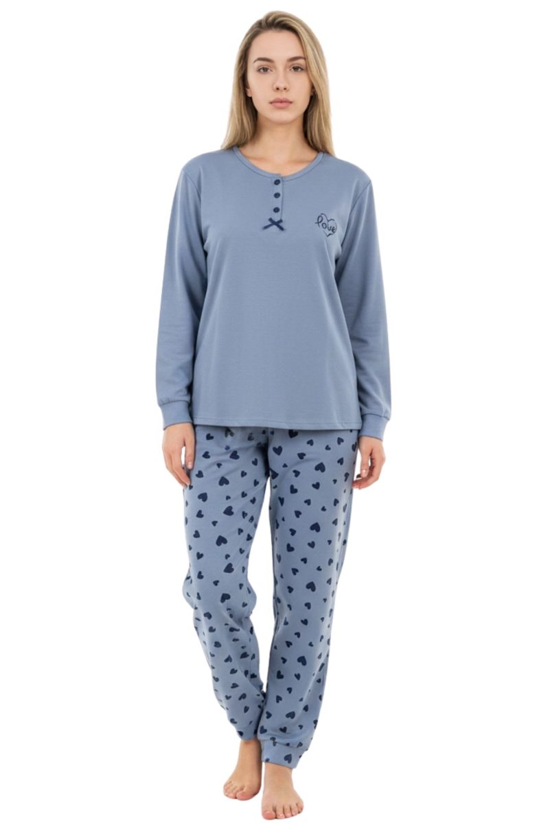 Γυναικείες Πυτζάμες Lovelx Ραφ – Βαμβακερό Σετ Homewear με Μικρές Καρδιές 5776