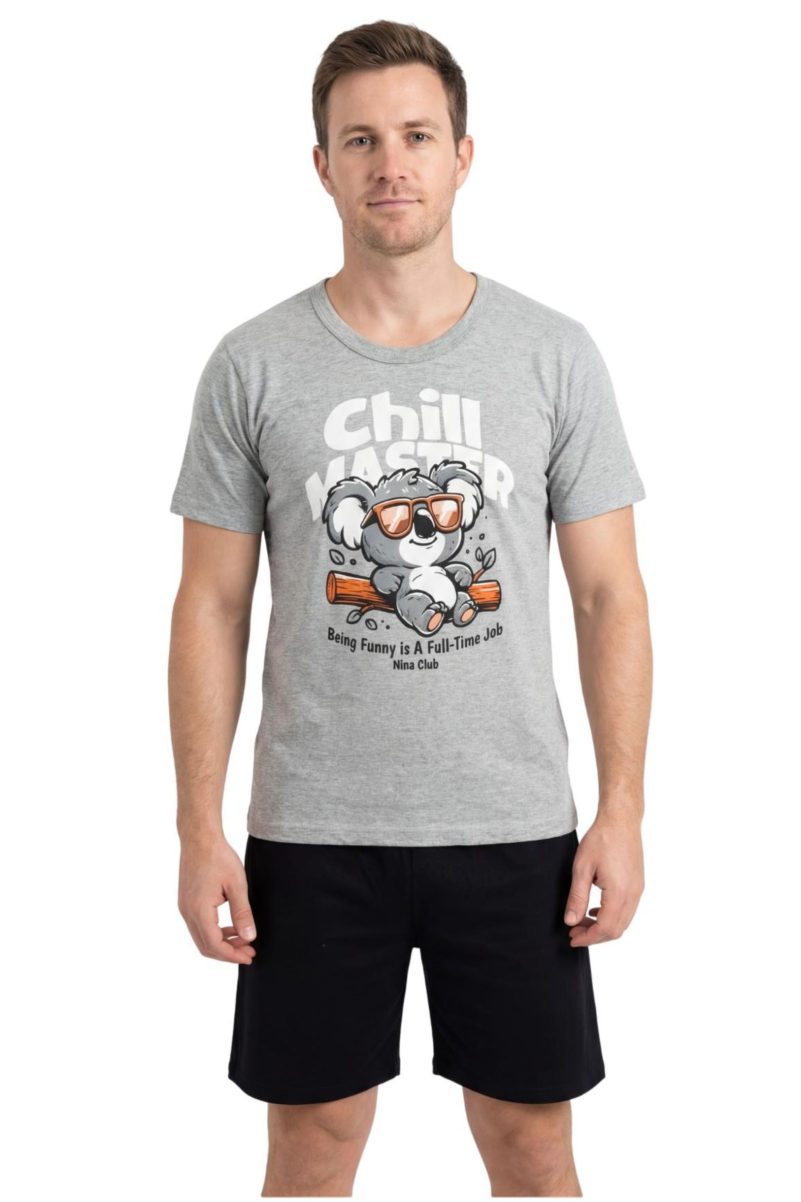 Καλοκαιρινή Πυτζάμα Nina Club με Τύπωμα Κοάλα – 100% Βαμβάκι – Γκρι 155-26