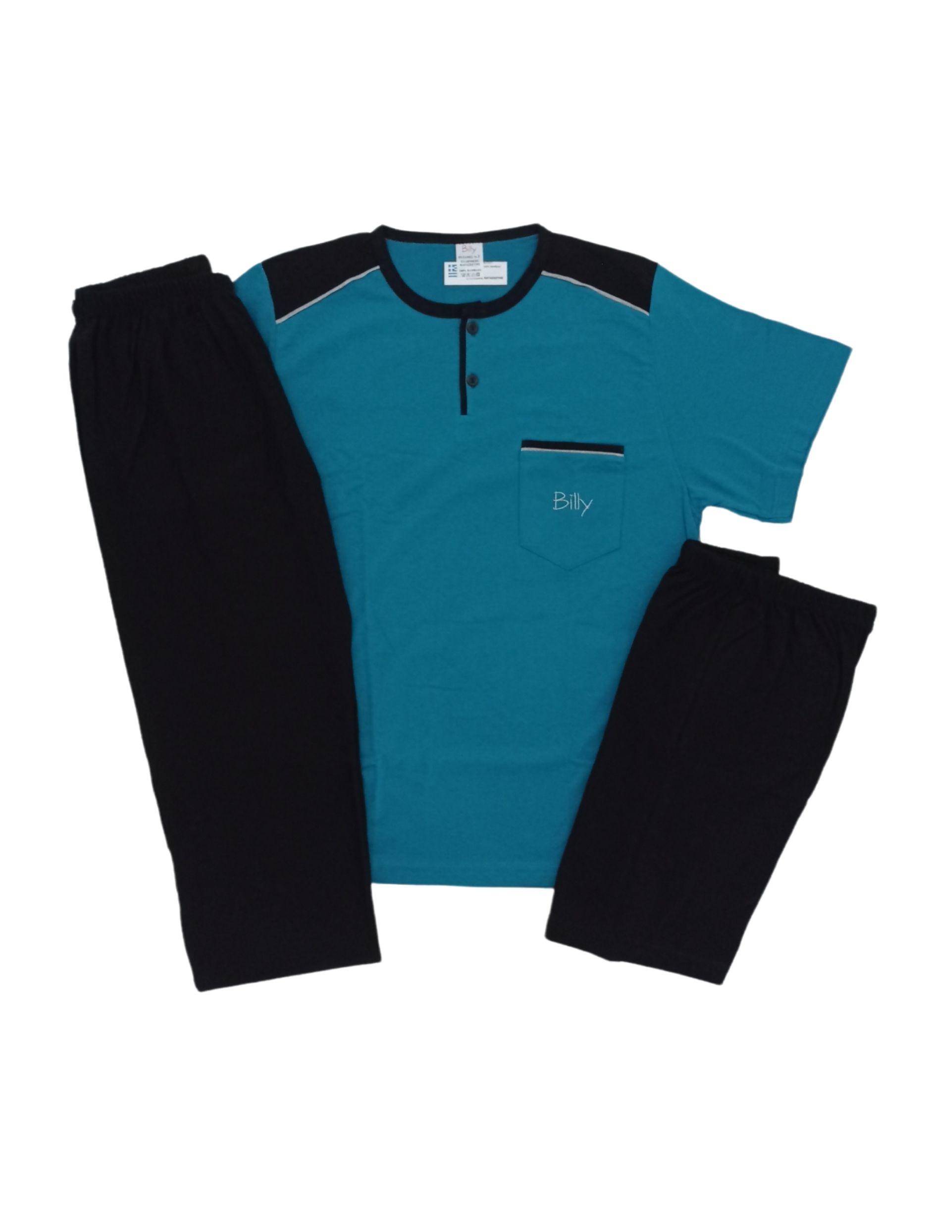 Καλοκαιρινές Πυτζάμες Billy Με 2 Παντελόνια Πετρόλ Β-453