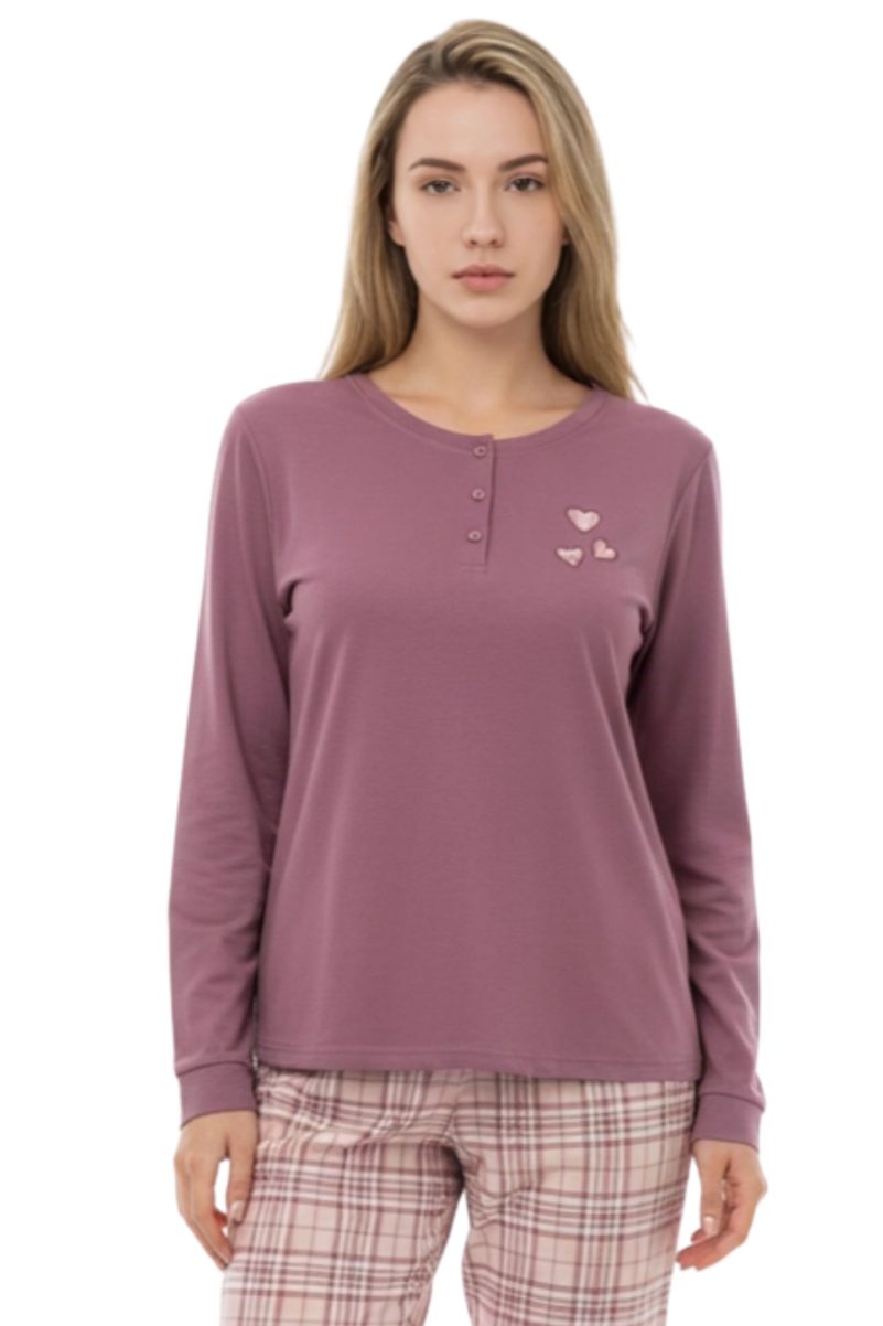 Γυναικείες Πυτζάμες Lovelx Λιλά Με Καρό Παντελόνι 5835