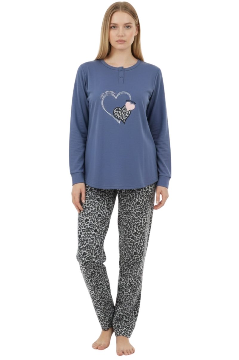 Γυναικείες Πυτζάμες Φούτερ Lovelx – Χρώμα Ραφ & Animal Print Παντελόνι 5566