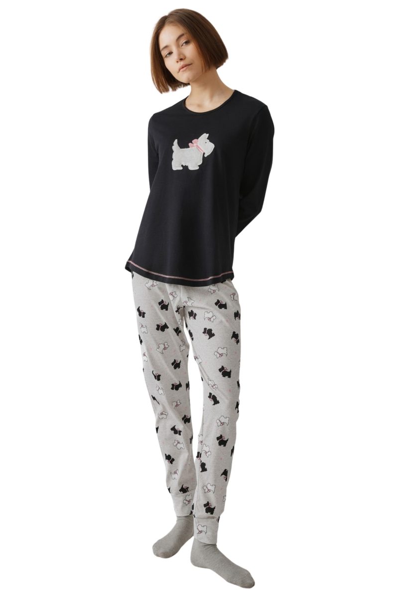 Χειμερινές Γυναικείες Πυτζάμες Minerva Μαύρο 52605-045