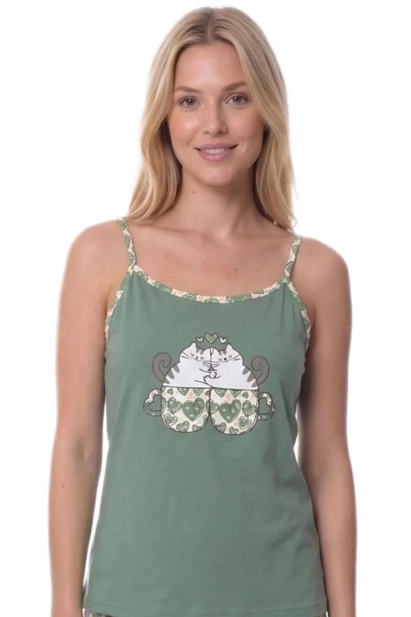 Καλοκαιρινές Πυτζάμες Με Τιράντες Lydia Creations Λαχανί 26108