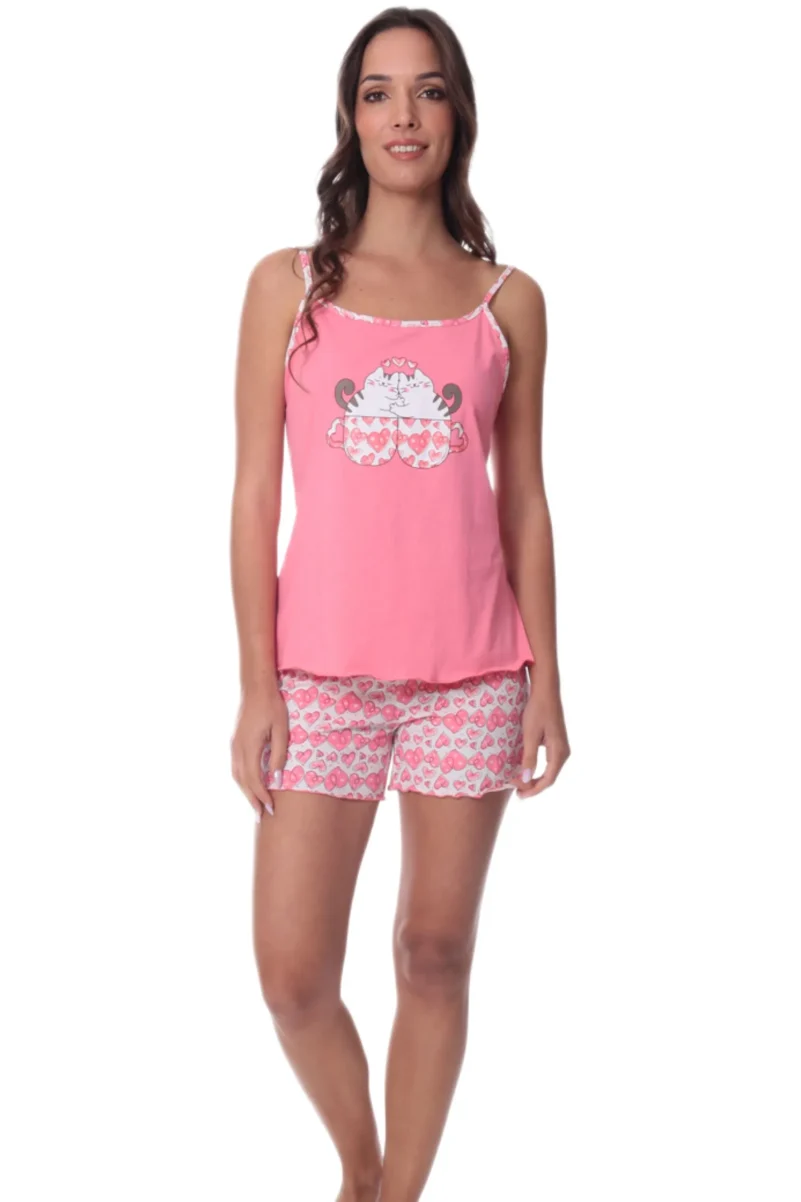 Γυναικείες Πυτζάμες Με Τιράντες Lydia Creations Κοραλλί 26108