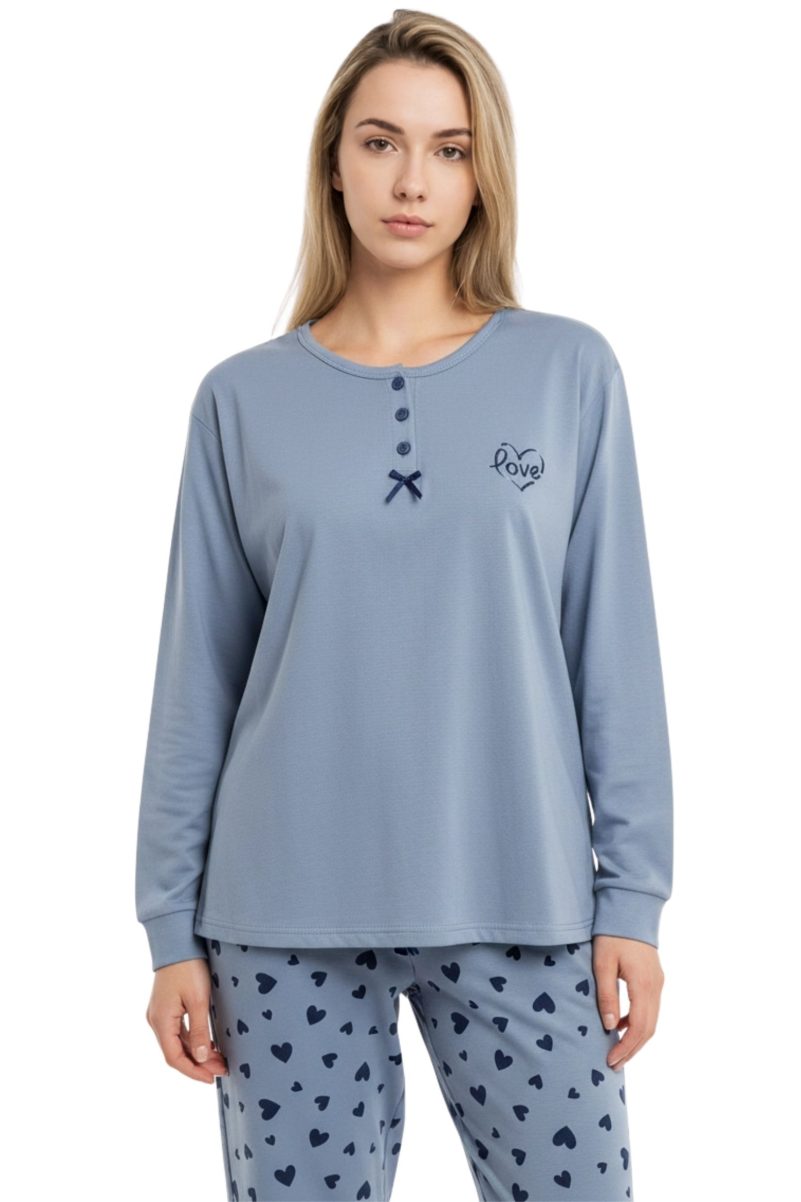 Γυναικείες Πυτζάμες Lovelx Ραφ – Βαμβακερό Σετ Homewear με Μικρές Καρδιές 5776