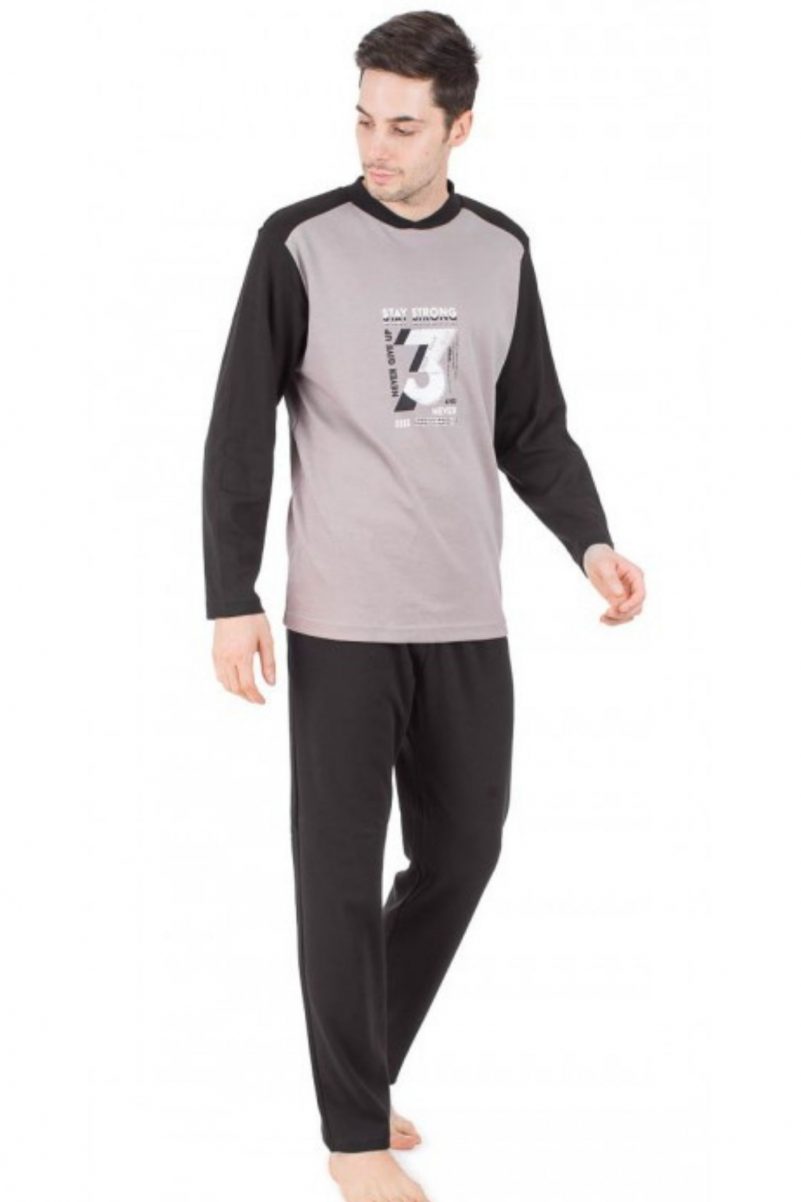 Ανδρική Πυτζάμα Stay Strong 100% Βαμβακερή Billy Γκρι B-419