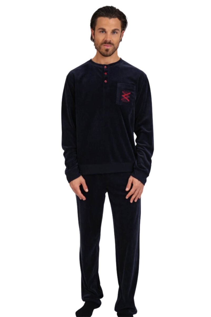 Βελούδινες Ανδρικές Πυτζάμες Mario Uomo Μπλε 25662