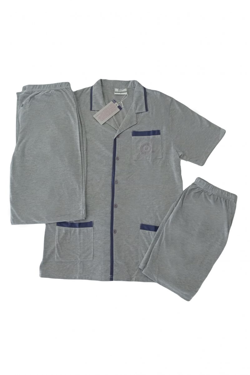 Ανδρική Πυτζάμα Mario Uomo Με Κουμπια Γκρι 20061