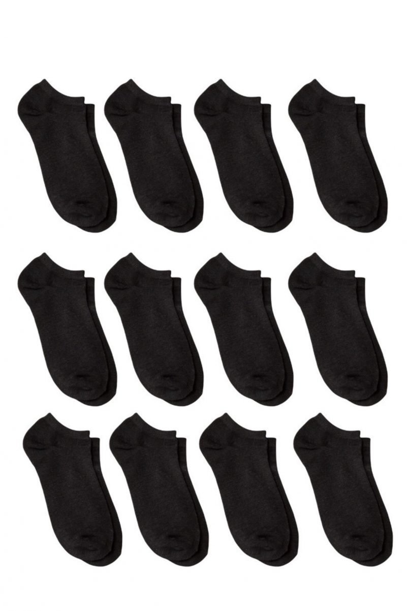 Ανδρικές Κάλτσες Αστραγάλου Σετ 12 Ζευγάρια Μαύρο