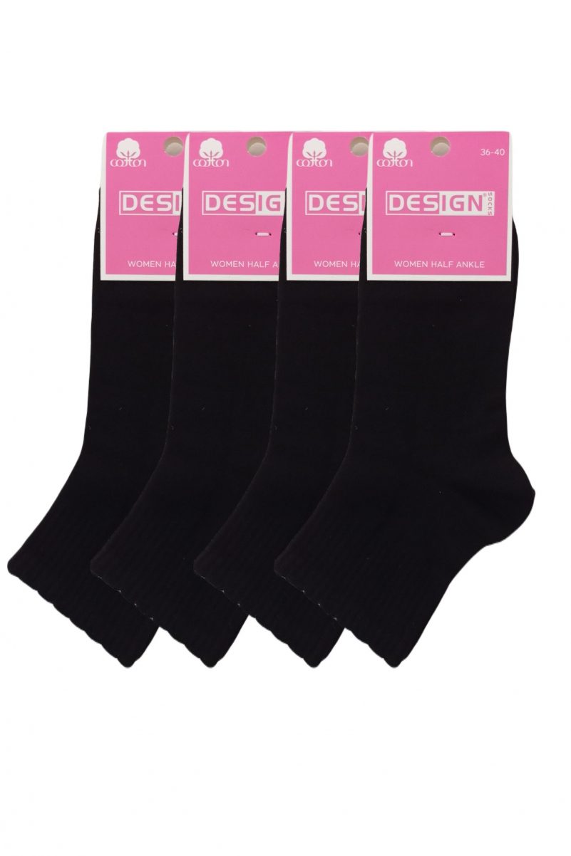 Ημίκοντες Γυναικείες Κάλτσες Λεπτές Σετ 4 Ζευγάρια Design Μαύρο