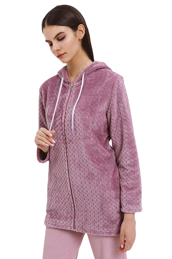 Ρόμπες Φλις Giota Με Φερμουάρ Και Κουκούλα Λιλά 3902